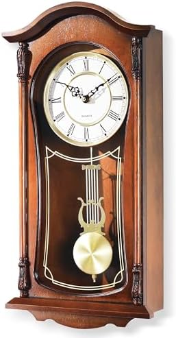 AYRELY® 22IN Grandfather Vintage Wall Clock with Pendulum and Chime, Hour/Quarter-Hour Chime, Mahogany Wooden Frame, Large Vintage Wall Clock for Living Room,Home Decor Gift