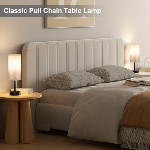 Grey Bedside Lamp for Bedroom Nightstand - Small Table Lamp Set of 2