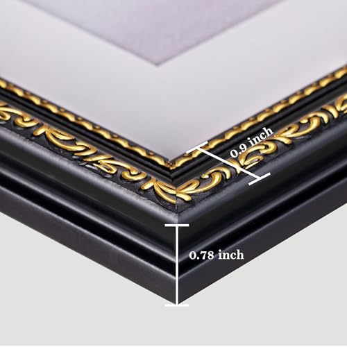 eletecpro 11x14 Vintage Picture Frame, Glass Cover, Black Gold, 2-Pack