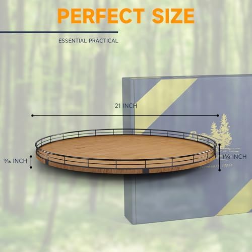 AMH 21-Inch Walnut-Finish Wooden Lazy Susan Organizer for Dining Table