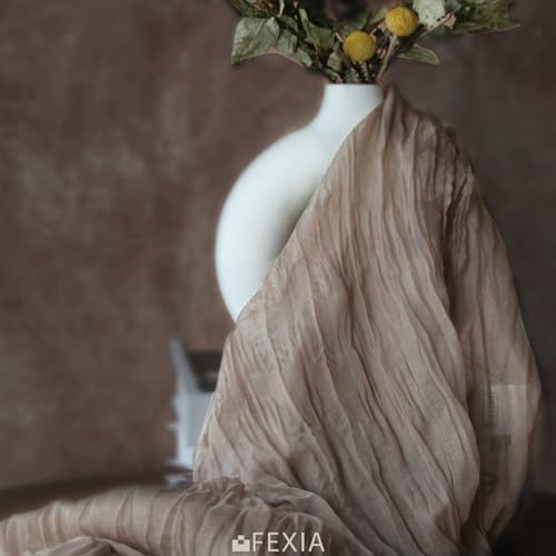 FEXIA 10Pcs Nude Brown Cheesecloth Table Runner Wedding Boho Burlap Decor