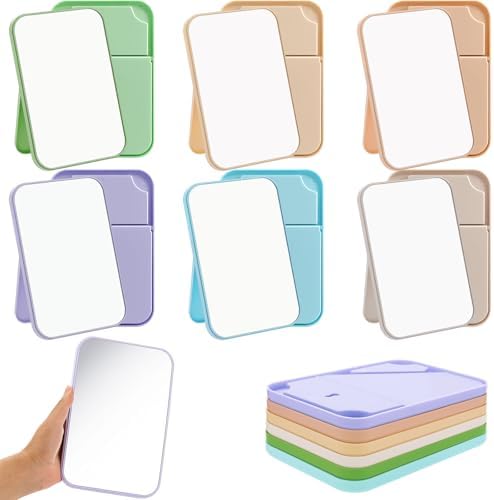 48 Pack 8x5 In Desk Makeup Mirror with Stand and Hanging Hole,6 Colors