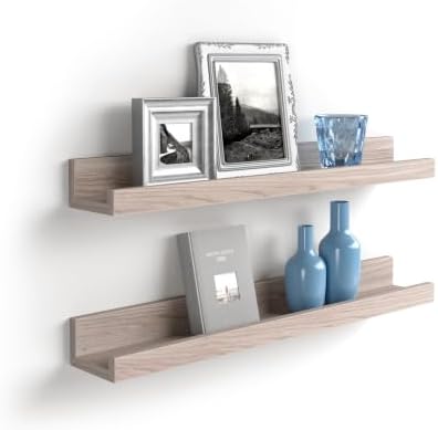 Mobili Fiver, Set of 2 First Picture Shelves, 31.49 in, Pearled Elm, Made in Italy