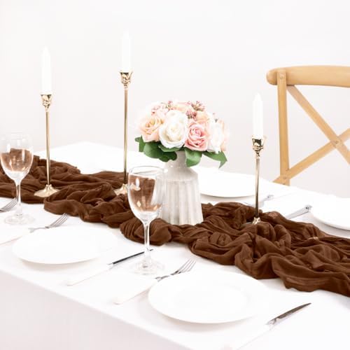 6 Pack Brown Cheesecloth Table Runner 10ft Neutral Gauze Centerpiece