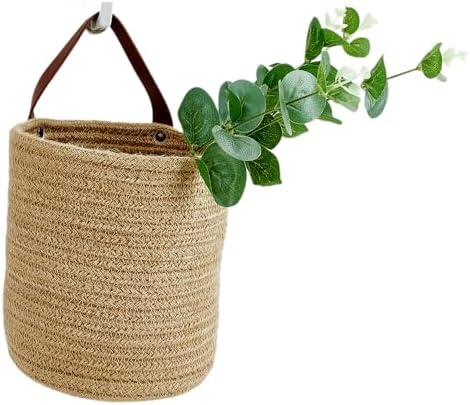 Wall Hanging Storage Basket, Woven Plant Holder for Organizing, 6.3” x 7"
