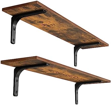 DINZI LVJ Long Wall Shelves, 31.5Inch Wooden Wall Mounted Shelves, Set of 2