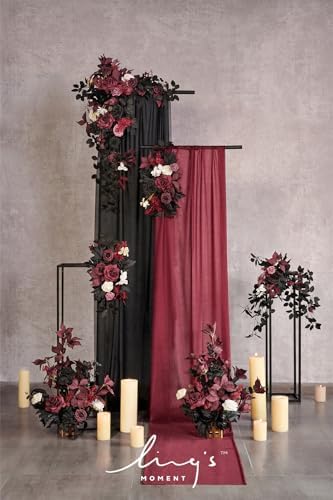 Ling's Moment 14Ft Burgundy Table Runner, Wedding Chiffon Table Runners