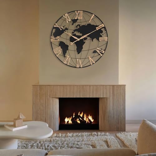 Pytha Sight 30 Inch Large Extra Giant Oversized Metal World Map Wall Clock