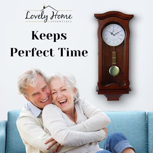 Pendulum Wall Clock, Hanging Wooden Grandfather Wall Clock, Quiet
