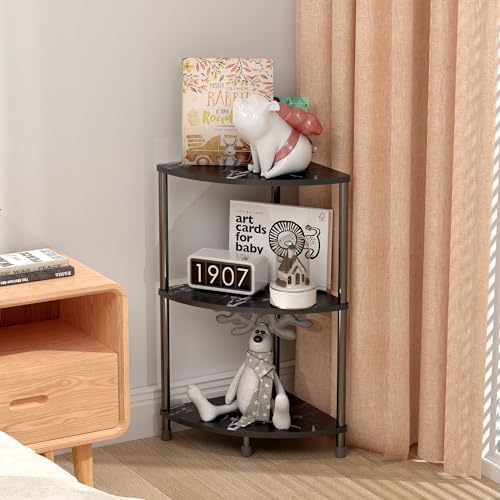 3 Tier Corner Book Shelf Stand for Bathroom, 23.2", Black