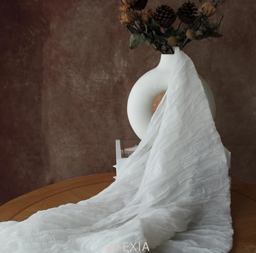 FEXIA 6Pcs White Cheesecloth Table Runner Wedding Bridal Boho Decorations
