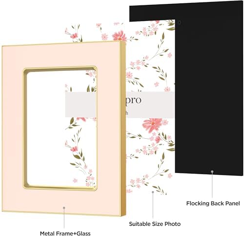 eletecpro 2.5x3.5 Enamel Picture Frame with Real Glass Cover, Pink, 1-Pack