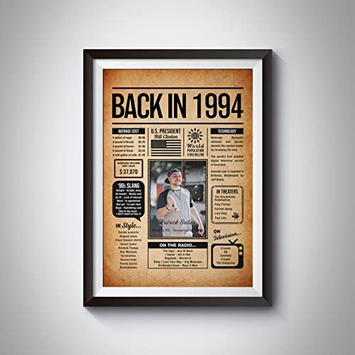 Back in 1994 Poster Sign, Personalized Birthday Gifts Idea, Custom 1994 Historical Birthday Newspaper, Born in 1994 Birthday Party Decorations, Fun Fact for the Day You Were Born, Decor Art Print