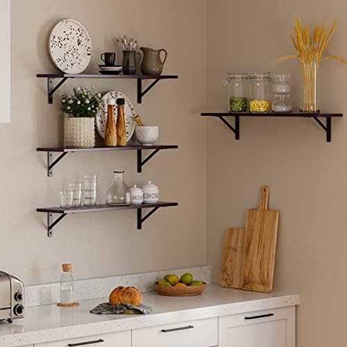 DINZI LVJ Long Wall Shelves, 31.5" Wall Mounted Shelves with Metal Brackets