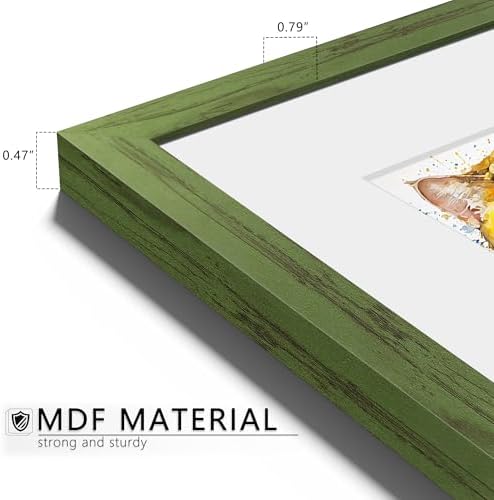 Picrit 11x14 Picture Frame Set of 12, Gallery Wall Frames, Green Wood