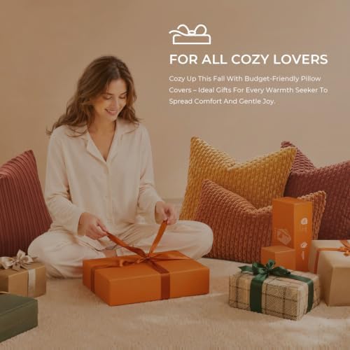 Kevin Textile Striped Corduroy 16”x16” Pillow Covers 2 Pack, Rust