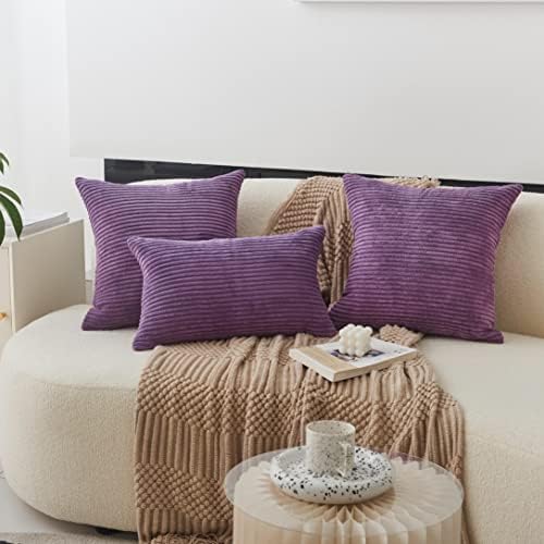 Home Brilliant Purple Throw Pillows for Bed Cute Decorations Pillow Covers for Couch Decorative Pillow Cases, 55x55 cm, 22 x 22 Inch, Eggplant…