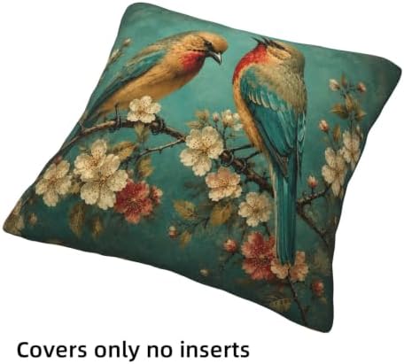 Vintage Bird Throw Pillow Covers Set of 4 Decorative Soft Double Sided Print Pillow Case Farmhouse Home Decor for Living Room Sofa Couch 18x18