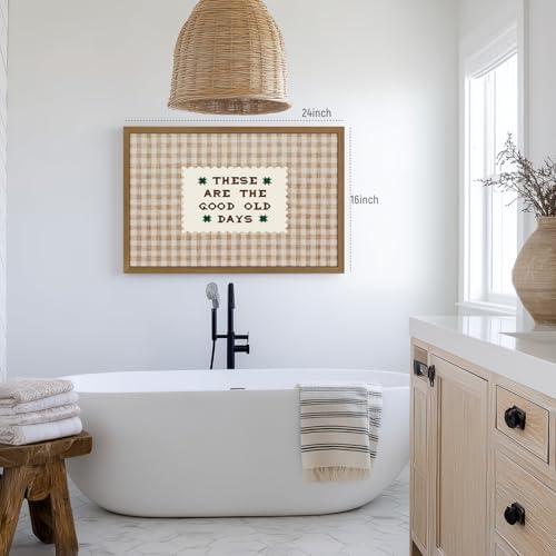 Cyebmo These Are The Good Old Days Wall Art, Vintage Neutral Quote Poster Print, Rustic Farmhouse Wall Decor, Nostalgic Inspirational Artwork for Bedroom Office Living Room Wood Framed 12x16 Inch