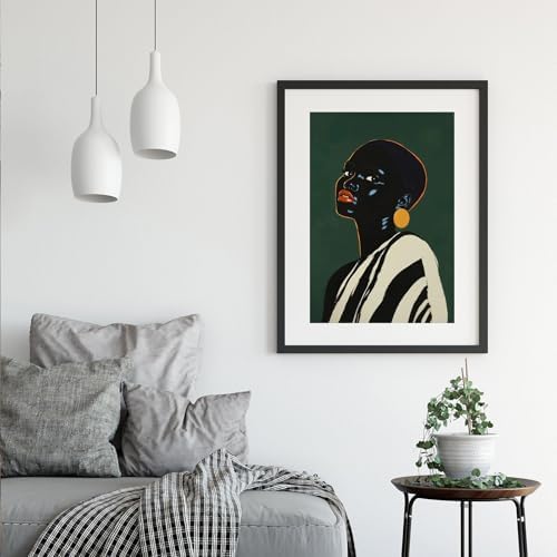 African Woman Canvas Wall Decor Black Girl Wall Art, 16"x24" Unframed | Abstract African American Women Poster, Fashion Black Female Pictures Poster Artwork Prints, Living Room Bedroom Home Decor