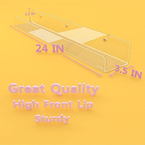 2 Packs 24 inches Clear Acrylic Shelves,Book Shelf for wall