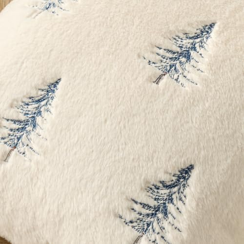 MIULEE Christmas Decorative Faux Fur Pillow Covers 18x18 Inch Beige Blue