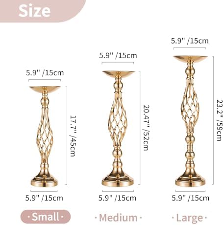 NUPTIO Gold Centerpiece Stand for Table, Twist Style , 17.7" Tall, 10 Pcs