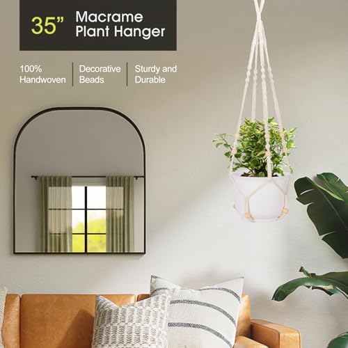 RIFNY Macrame Plant Hanger Indoor, Hanging Plant Holder, White, 1 PC