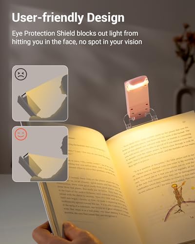 DEWENWILS Book Reading Light with Clip, USB Rechargeable Booklight Pink