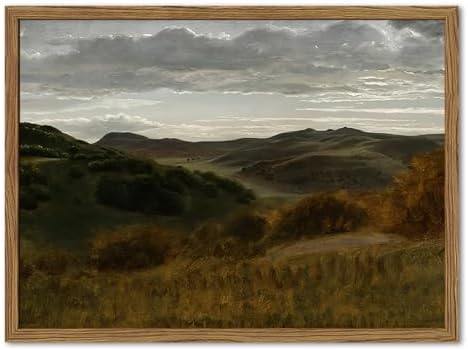 Framed Vintage Landscape Wall Art, Mountain Nature Wall Decor Paintings, Moody Countryside Canvas Prints Pictures Wall Decor for Living Room Bedroom Dining Room Office 16x24 inch
