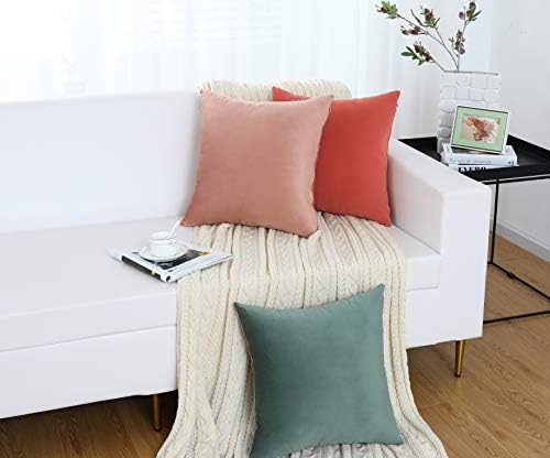 Jeneoo Comfy Soft Thick Velvet Throw Pillow Covers Decorative Solid Square Couch Cushion Cases for Home Bedroom Car Decor (Mustard Yellow, 18 x 18 Inches, 2 Pieces)