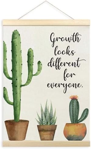 TLESKE Mental Health Cactus Poster Hanger Frame, Motivational Inspirational Hanging Wall Art Decor Framed for Therapy Counseling Office, Growth Looks Different for Everyone Wall Prints Picture, 12x16