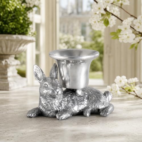 Arthur Court Aluminum Bunny Candle Holder - Elegant Taper Candlestick for Easter Decor - 2.25 inch Tall x 3.5 inch Wide