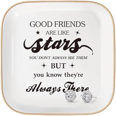 Christian Jewelry Dish Gifts for Women,Personalized Confirmation Jewelry Tray Gifts for Teen Girls，Baptism Gifts for Girl with Bible Verse for Birthdays Christmas (Good Friends)
