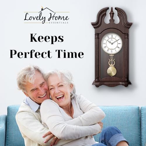 Pendulum Wall Clock, Hanging Wooden Grandfather Wall Clock, Quiet