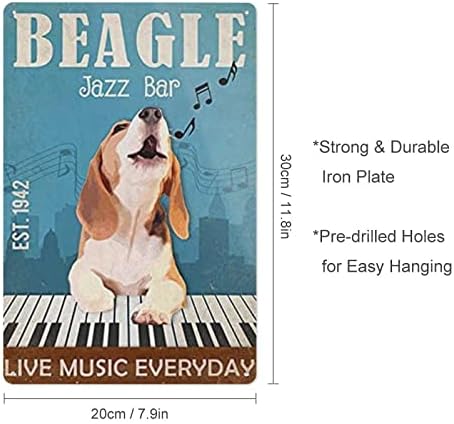 Rovsiogne Signs Beagle Dog Jazz Bar Tin Metal Hanging Props Home Wall Art Decor 8 x 12 inches