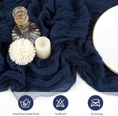 10 Pack Cheesecloth Table Runner 17 x 108 Inch, Navy Blue
