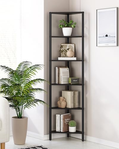 TUTOTAK Corner Shelf, 6-Tier Corner Bookshelf for Small Space