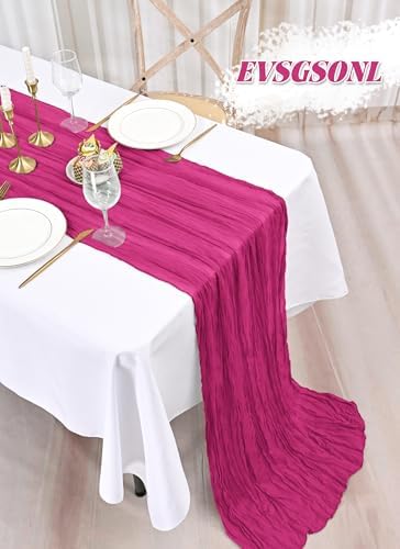 10 Pack Fuschia Cheesecloth Table Runner Long,21.5 x 120 Inch