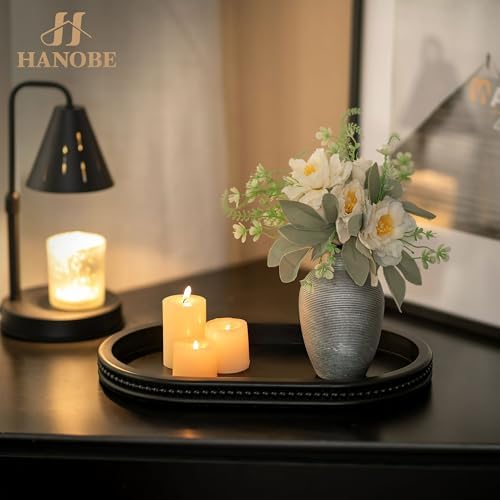 Hanobe Black Decorative Trays for Living Room Coffee Table, Beaded Edge