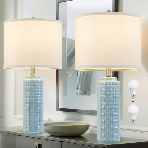Luvkczc 24.8" Ceramic Bedside Lamps Set of 2, Adjustable Color Temperature