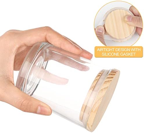 SHOWIN Thick Candle Jars for Making Candles 12 Pcs, 7 OZ Empty Jars with Wood Lids for Candle Making, Sample Container, Clear