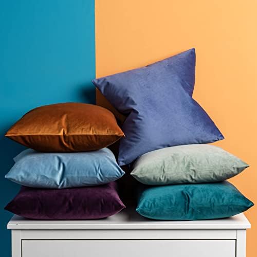 JUSPURBET 24x24 Euro Velvet Throw Pillow Covers Set of 2,Blue