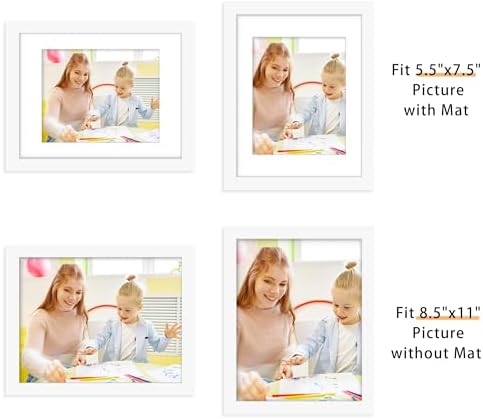 Picrit 8.5x11 Picture Frame Set of 12, Modern Gallery Wall Frames, White