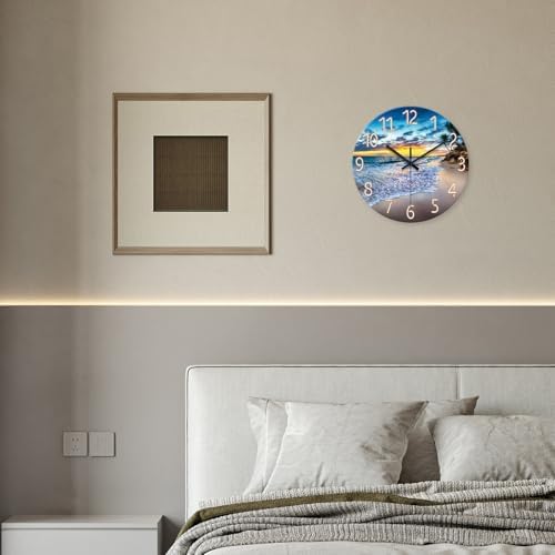Glass Beach Wall Clock Battery Operated 20 Inch