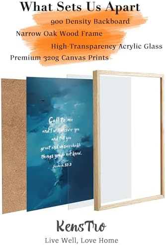 KensTro 12x16 Oak Framed Jeremiah 33:3 Christian Wall Art | Natural Oak Wood Frame with Jeremiah 33:3 Scripture Print, Inspirational Christian Decor for Boys’ and Girls’ Bedrooms