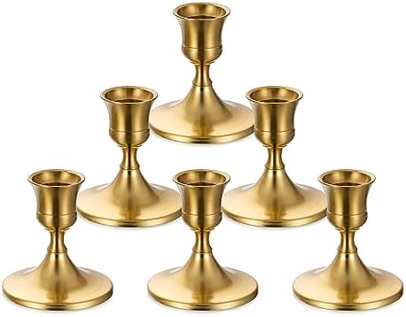 Sziqiqi Gold Candlestick Candle Holders, Set of 6, for Wedding Table