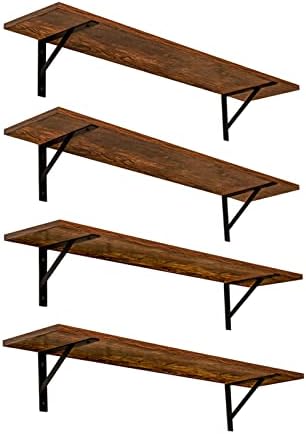DINZI LVJ Long Wall Shelves, 31.5Inch Wooden Wall Mounted Shelves, Set of 4