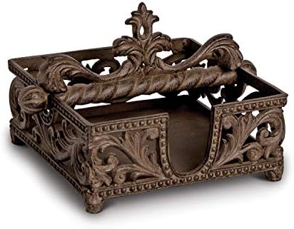 Acanthus Leaf Brown Cast Metal Napkin Holder