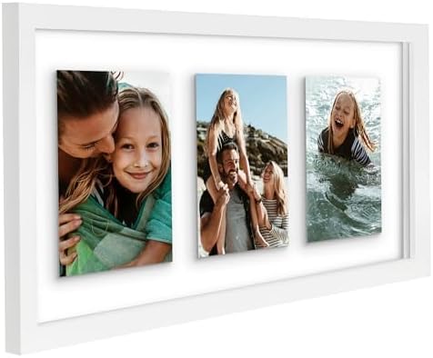 Americanflat 4x6 Floating Collage Picture Frame - Fits 3 - White